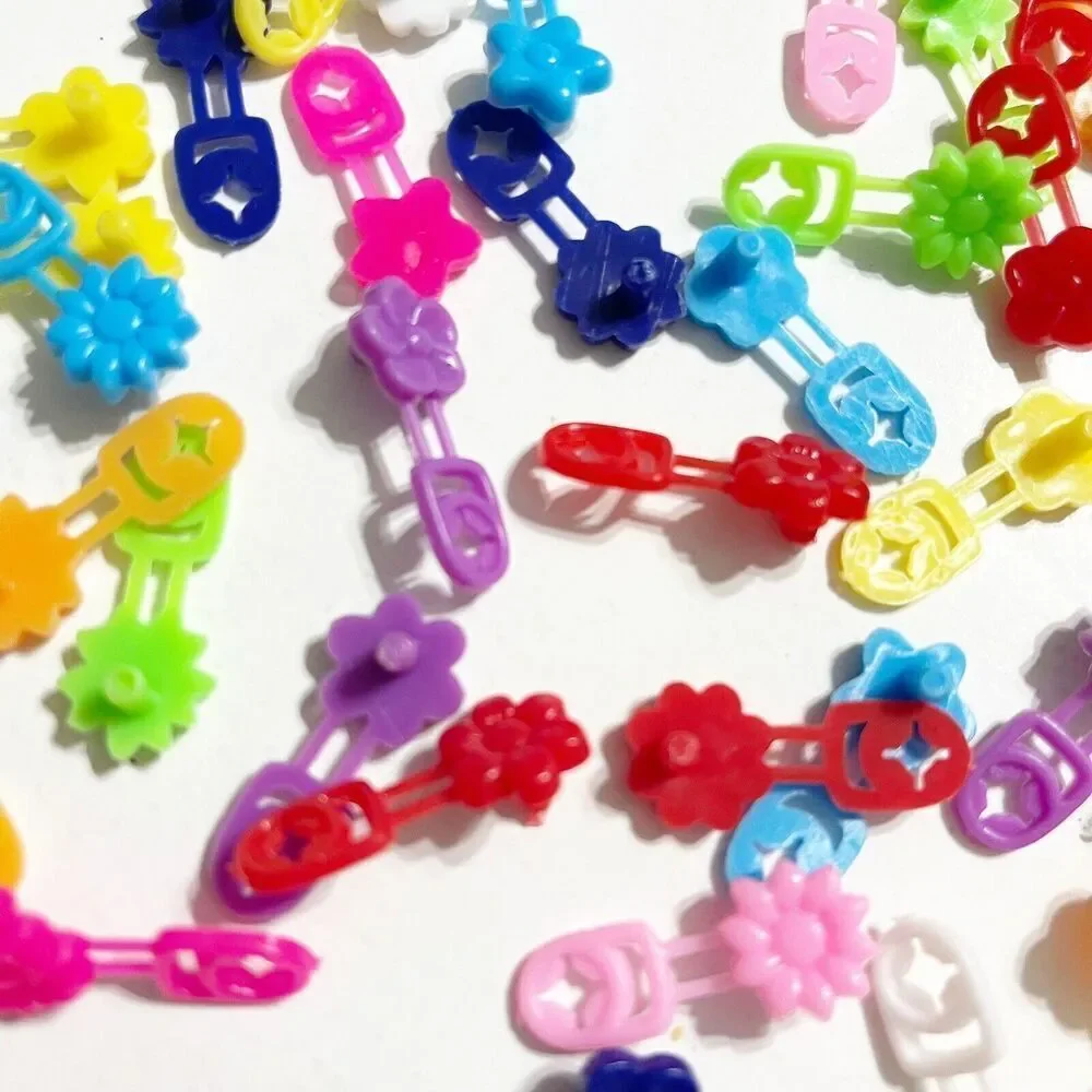 Vintage Lot of 58 Micro Plastic Braid Barrettes Cornrows Colorful Flower‎ Kids